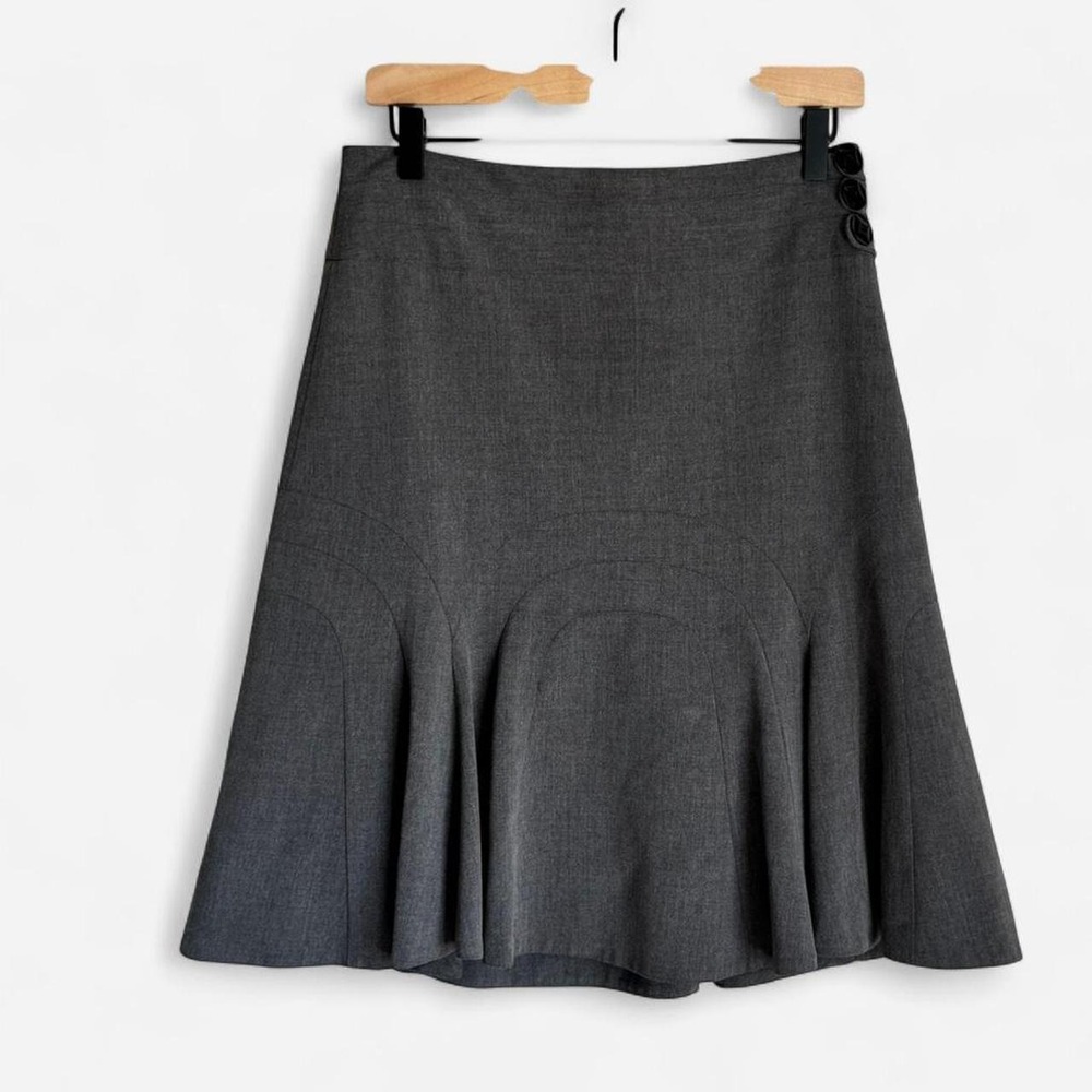 Vintage Elevenses Anthropologie Gray Arch Panel Flounce Skirt - Size 4